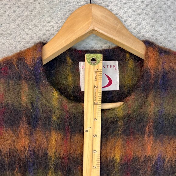 Vintage 90s DONCASTER Womens Plaid Topper Coat Mohair Blend Open A-Line Sz 6 - Picture 6 of 16